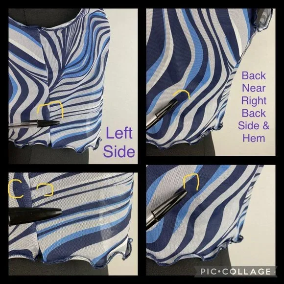 Shein Tank Top Women's Size L US 8 / 10 Marble Print Mesh Cropped Festival Club - Picture 11 of 12